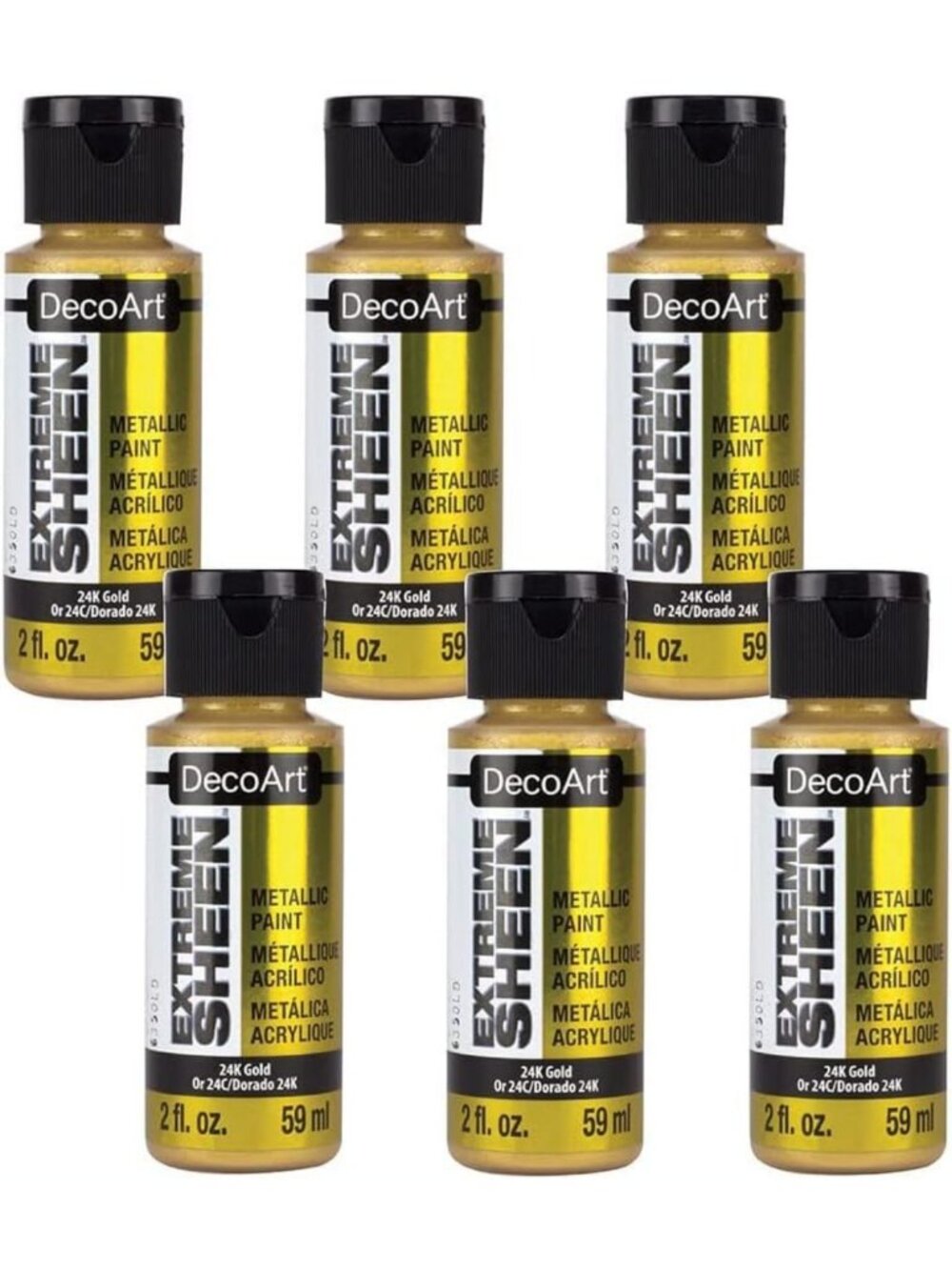 Metallic 24K Gold Acrylic Paint Set - 6 Bottles, Extreme Sheen Finish, Crafting